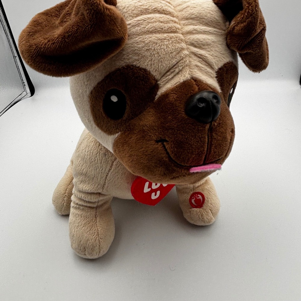 Hallmark Pug SingingPlush Dog Luv U Heart Stuffed Animal Valentines Day Works